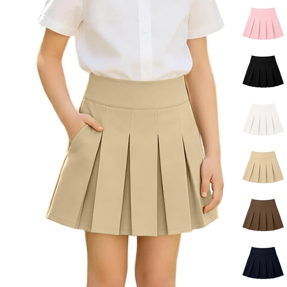 Uniform Skirts for Girls Pleated Mini Skirt with Pockets Girl School Clothes Back to School Outfits Size 5-14 Years