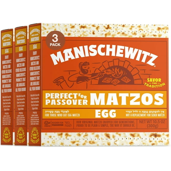 Manishewitz Passover Egg Matzo 10.5oz (3 Pack) | Thin, Crisp & Light Texture, Nothing Artificial