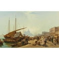 thumbnail image 2 of Ludwig Hans Fischer 18x13 Black Ornate Wood Framed Double Matted Museum Art Print Titled - Die Riva Schiavoni in Venedig (1884), 2 of 5