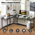 thumbnail image 4 of Patiojoy L-Shaped Desk with Power Outlet 66" Computer Corner Desk with CPU Stand & Heavy-duty Metal Frame Black, 4 of 9