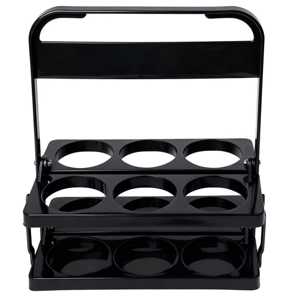 6 Cup Beverage Holder, Foldable Drink Carrier with Handle, Portable Drink Carrier for Travel, Sturdy Plastic Construction, 3.5 in Diameter Holes, Easy to Clean, Black