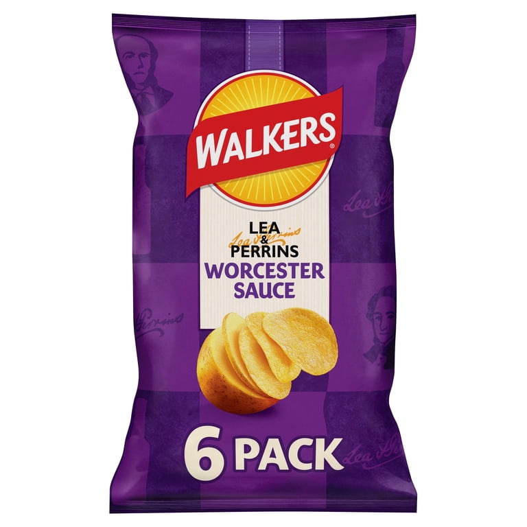 Walkers Lea & Perrins Worcestershire Sauce Multipack Crisps 6x25g