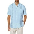 thumbnail image 1 of Men's Short Sleeve Linen Shirt Cuban Beach Tops Pocket Guayabera Shirts, 1 of 4
