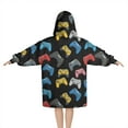 thumbnail image 2 of Multicolor Controllers Games Icons Black Pattern Blanket Hoodies for Kids 6-13YR Oversize Wearable Blanket Hoodies for Boys Girls Teens, 2 of 7