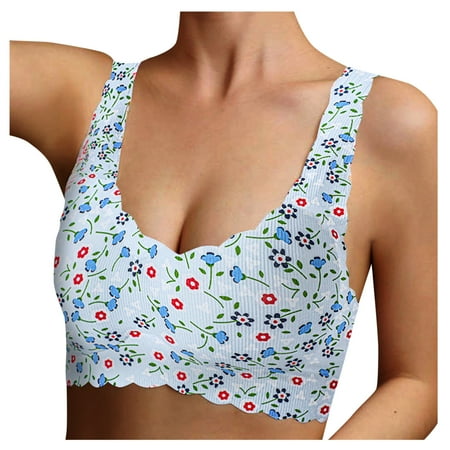 

Roliyen Bras For Women Plus-Size Floral Print Unblemished Bra With Ice Silk Floral Bra Underwear Nightgowns For Women Sleepwear For Womens Pajamas For Women