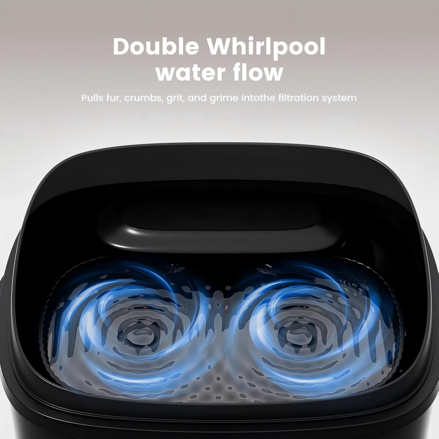 Nomipaw 1 Gallon Pet Water Fountain, Vortex Dog Water Fountain, Ultra Quiet Automatic Cat Fountain with Filter, Transparent Tank, Splash-Proof, Easy to Clean,Black