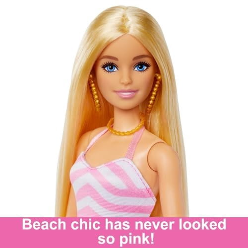 Mattel Barbie Doll with Swimsuit and Beach-Themed Accessories Toy New with Box