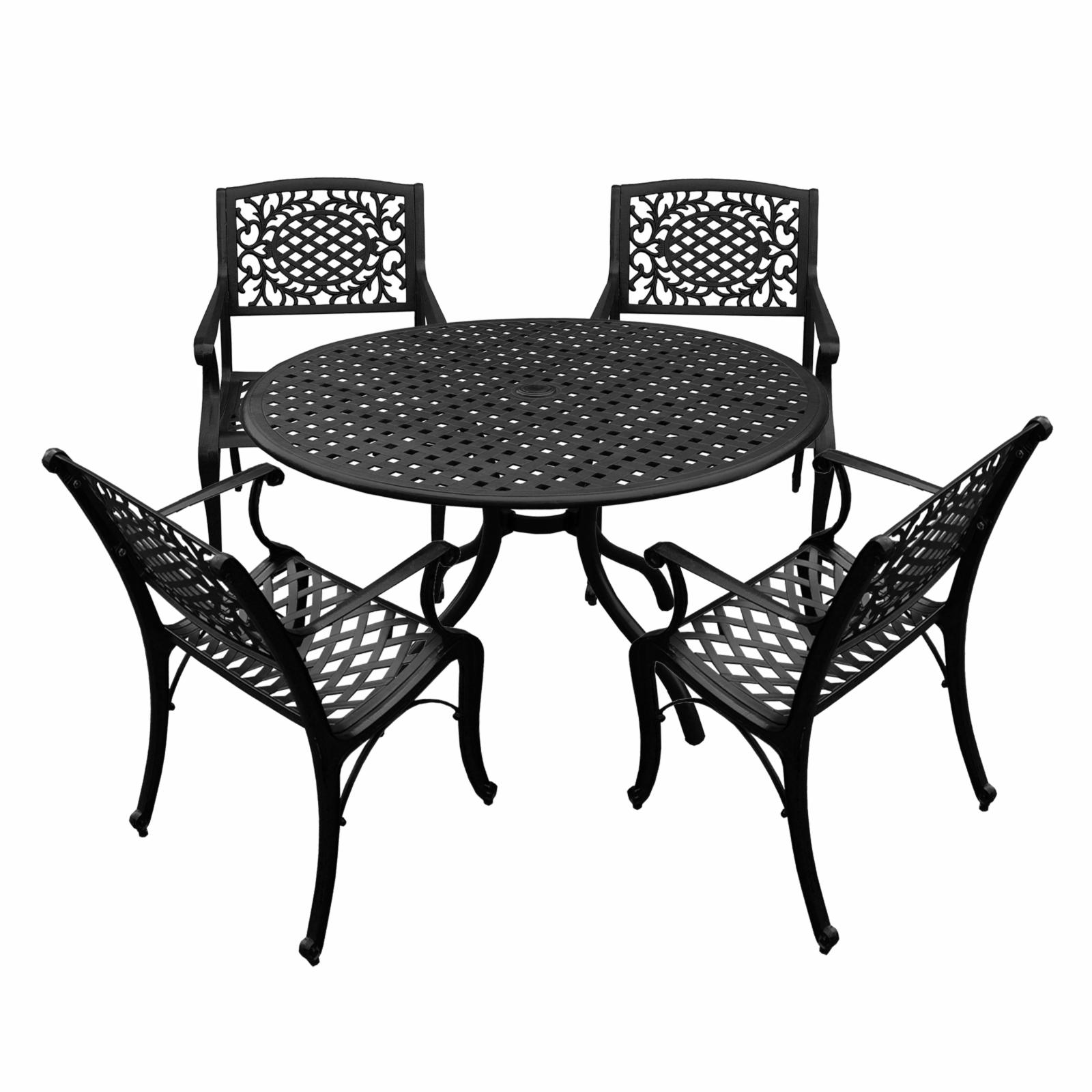 Oakland Living Modern Ornate Mesh Aluminum 42in Round Patio Dining Set