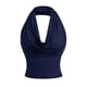 thumbnail image 1 of Mujeres V Cuello Tops sin Mangas sin Espalda Hueco con Flor Bordado, Poliéster Spandex Tejido Elástico para las Vacaciones de la Fiesta, 1 of 9