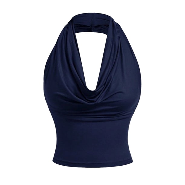 Mujeres V Cuello Tops sin Mangas sin Espalda Hueco con Flor Bordado, Poliéster Spandex Tejido Elástico para las Vacaciones de la Fiesta