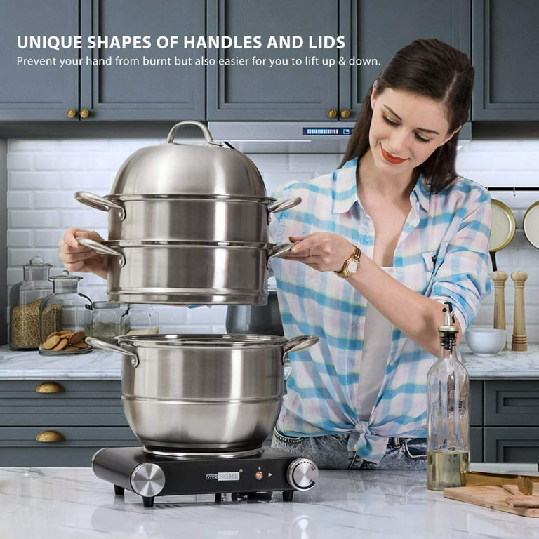 3 Tier Stainless Steel Cookware Pot Saucepot Steamer - Yahoo Shopping