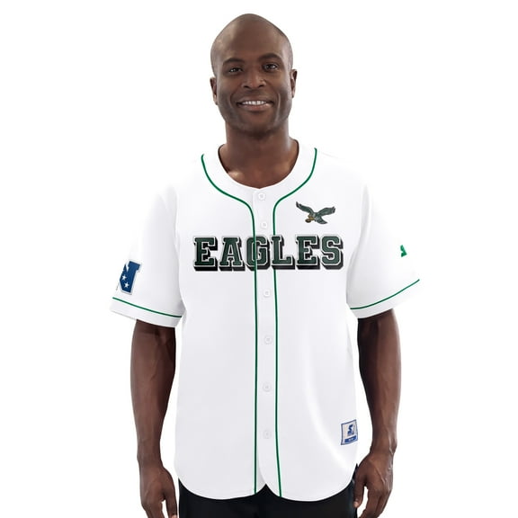 Men's-Starter White Philadelphia Eagles Relay Vintage Full-Button Baseball Jersey