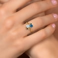 thumbnail image 4 of Gem Stone King 18K Yellow Gold Plated Silver Persian Blue Moissanite White Moissanite and Black Diamond Ring for Women (1.63 Cttw, Heart Shape 6MM, Gemstone Birthstone, Size 7), 4 of 6
