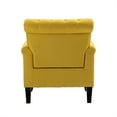 thumbnail image 7 of Mid-Century Accent Chair, Comfy Linen Button Tufted Upholstered Armchair with Arms and Wood Legs Vintage Single Sofa Chair Leisure Lounge Chair Accent Chair for Living Room Bedroom, Yellow, 7 of 7