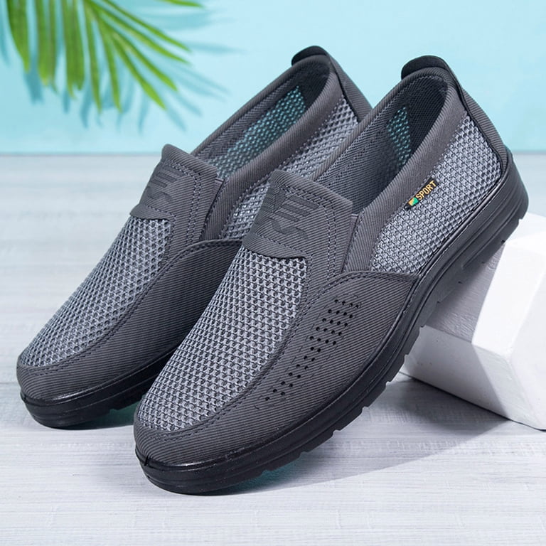 Men\'s Grey Loafers Shoes Casual Mesh Walking Boat Shoes Dress Sneakers Amazon.com | Men main image 3