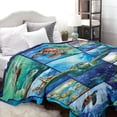 thumbnail image 5 of Ocean Animal Blanket Smooth Soft Starfish Shark Turtle Print Blanket Kid Baby for Sofa Chair Bed Office Travelling Camping 30x40 Inch, 5 of 7