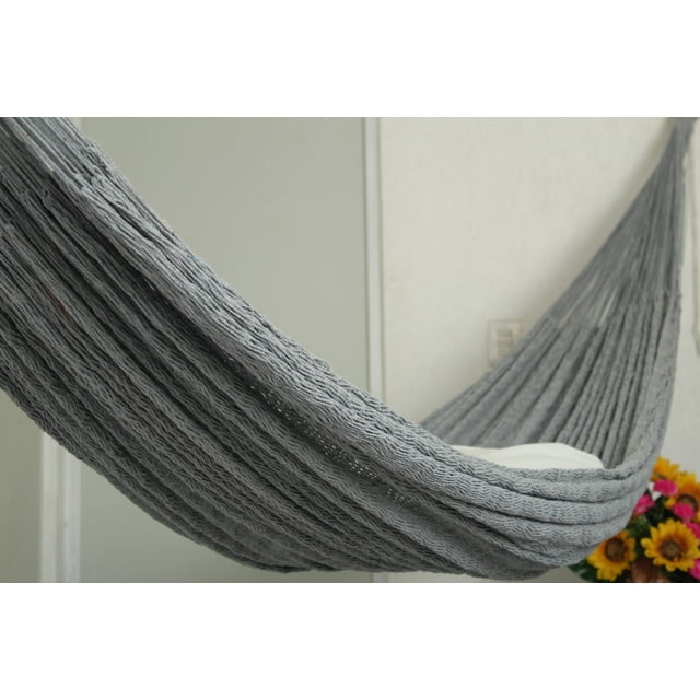 Hamaca de Algodón Hamacas Vinalay Hilo Grueso Tamaño Matrimonial Color Gris Plata