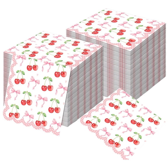 100pcs Pink Cherry Guest Napkins Dinner Paper Bathroom Hand Towels Tissues For Wedding Birthday Party Decoration