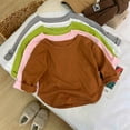 thumbnail image 4 of NIEWTR Kids Little Girls Boys Fashion Top Shirt Solid Color Button Casual Tops Long Sleeve Loose Crewneck Girl Long Casual Pullover Fall Winter Sweatshirts Long sleeved T-shirt for 12-18 Months, 4 of 4