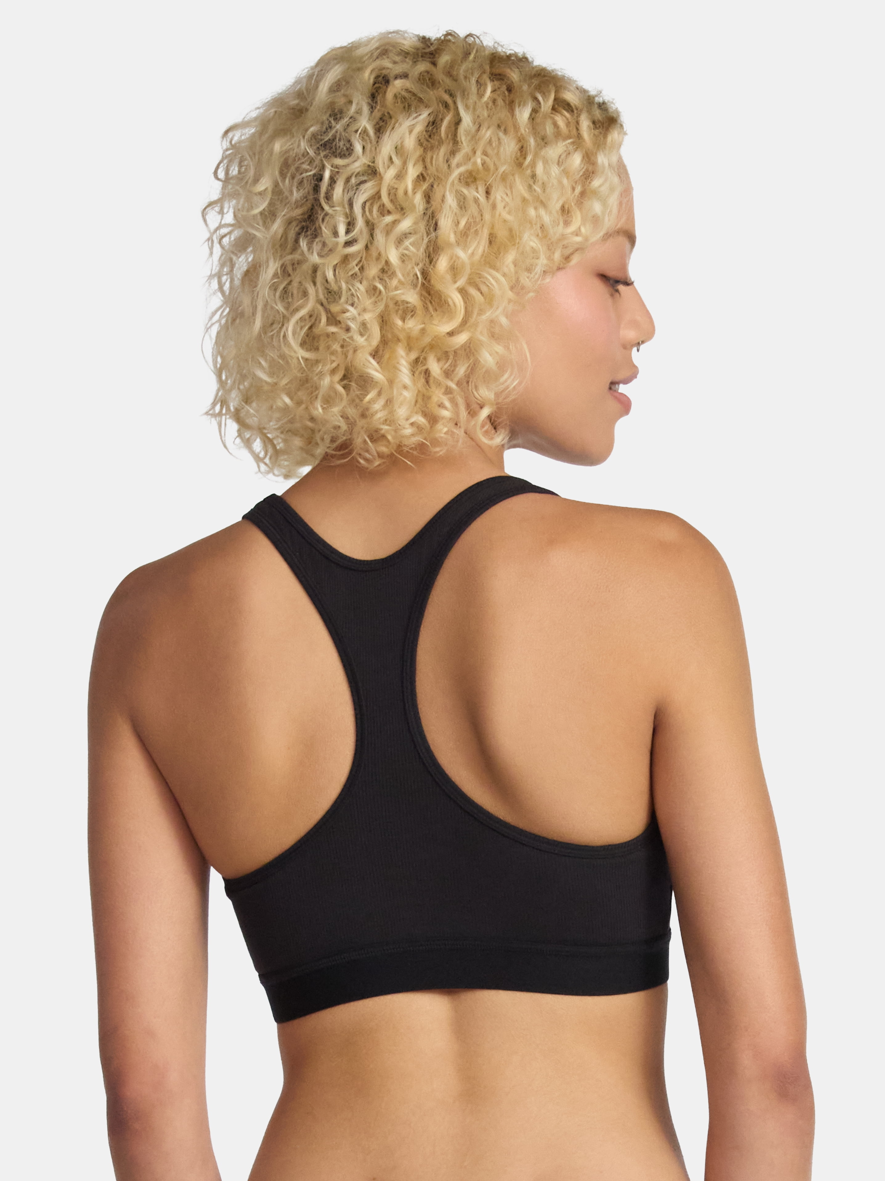 No Boundaries Cotton Stretch Ribbed Racerback Bralette, Women's XS-3XL