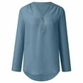 thumbnail image 2 of CHOK Blouses & Chemises pour Femmes Fermeture Éclair Manches Longues Col en V Tunique Décontractée Ourlet Incurvé Tee-Shirts Blouses pour Dames pour l'Automne, 2 of 6