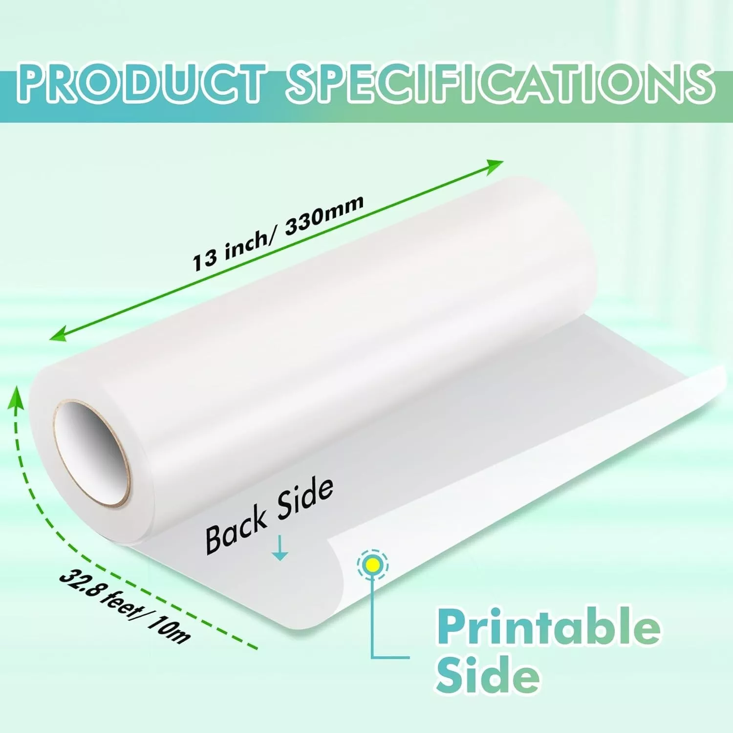 Koala Printable Vinyl Sticker Paper Roll for Inkjet Printers 13 in X 32.8 FT waterproof Matte White A3+