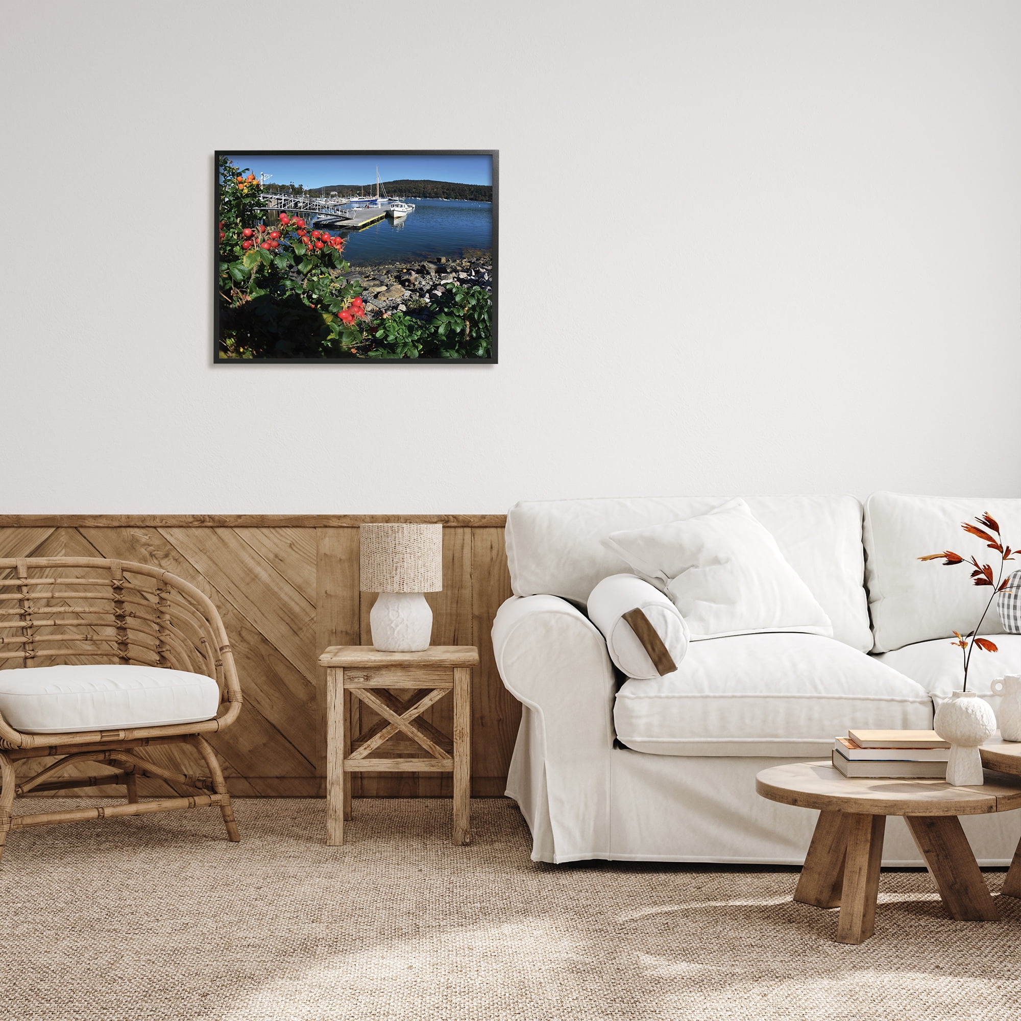 Stupell Industries Boat Harbor Photography Nature Photography Black Framed Art Print Wall Art, 30 x 24