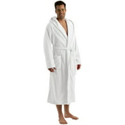 byLora Hooded Adult Robe For Men Women, Terry Cotton Bathrobe, WHITE, ONE SIZE