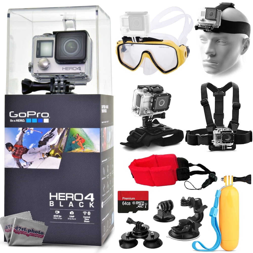 Buy GoPro Hero 4 HERO4 Black Edition CHDHX-401 Kit w 64GB Memory + Diving Mask + Floating Opteka HandGrip + Head, Chest and... by GoPro