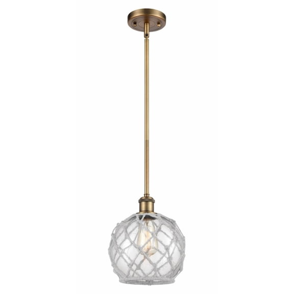Innovations 516-1S-BB-G122-8RW-LED Farmhouse Rope 1 Light Pendant part of the Ballston Collection, Brushed Brass
