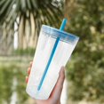 thumbnail image 3 of Wosthever Taza de paja transparente de doble capa de 770ml, botella de agua reutilizable, viaje escolar, senderismo, ciclismo, té, café, leche, Ropa Deportiva, Zapatos Claro 710ml, 3 of 6