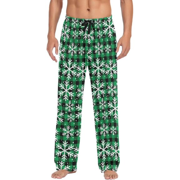 GZHJMY Chrismas Snowflake Pajama Pants for Men, Lounge Pants Lightweight Men Pajama Bottoms with Drawstring Pockets, Christmas New Year Birthday Gifts, Large
