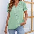 thumbnail image 2 of TIHLMK Womens Shirts Mint Green Fashion Women's Summer Casual V Neck Short Sleeve Solid Color Tops Pullover Blouse Gift for Womens Tops, 2 of 8
