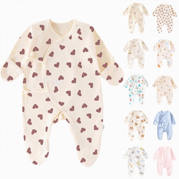CAUYDY Newborn Toddler Pajamas Sleepers for Baby Girl Boy Long Sleeve Romper Preemie Infant Clothes Spring Summer Fall Winter Loungewear Sizes 1-3 Months,Purple