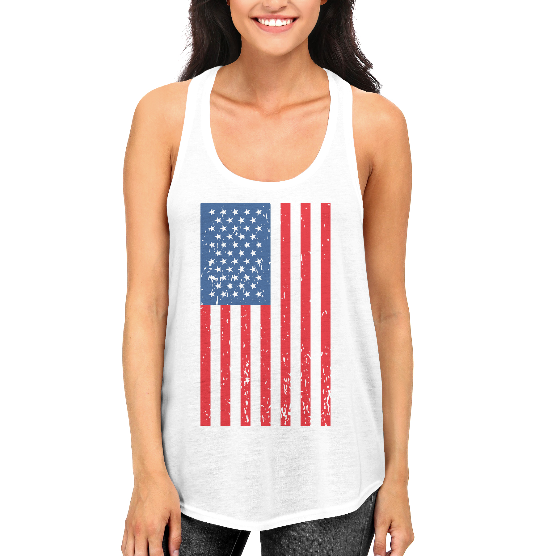 365 Printing - American Flag Cute independence Day RacerBack for Women Fourth of july Tank Top 