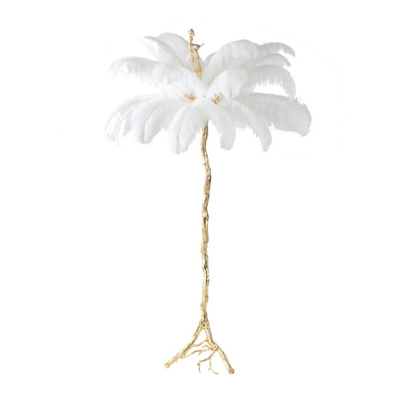 A&B Home Branch and Feather Floor Lamp - White/Gold