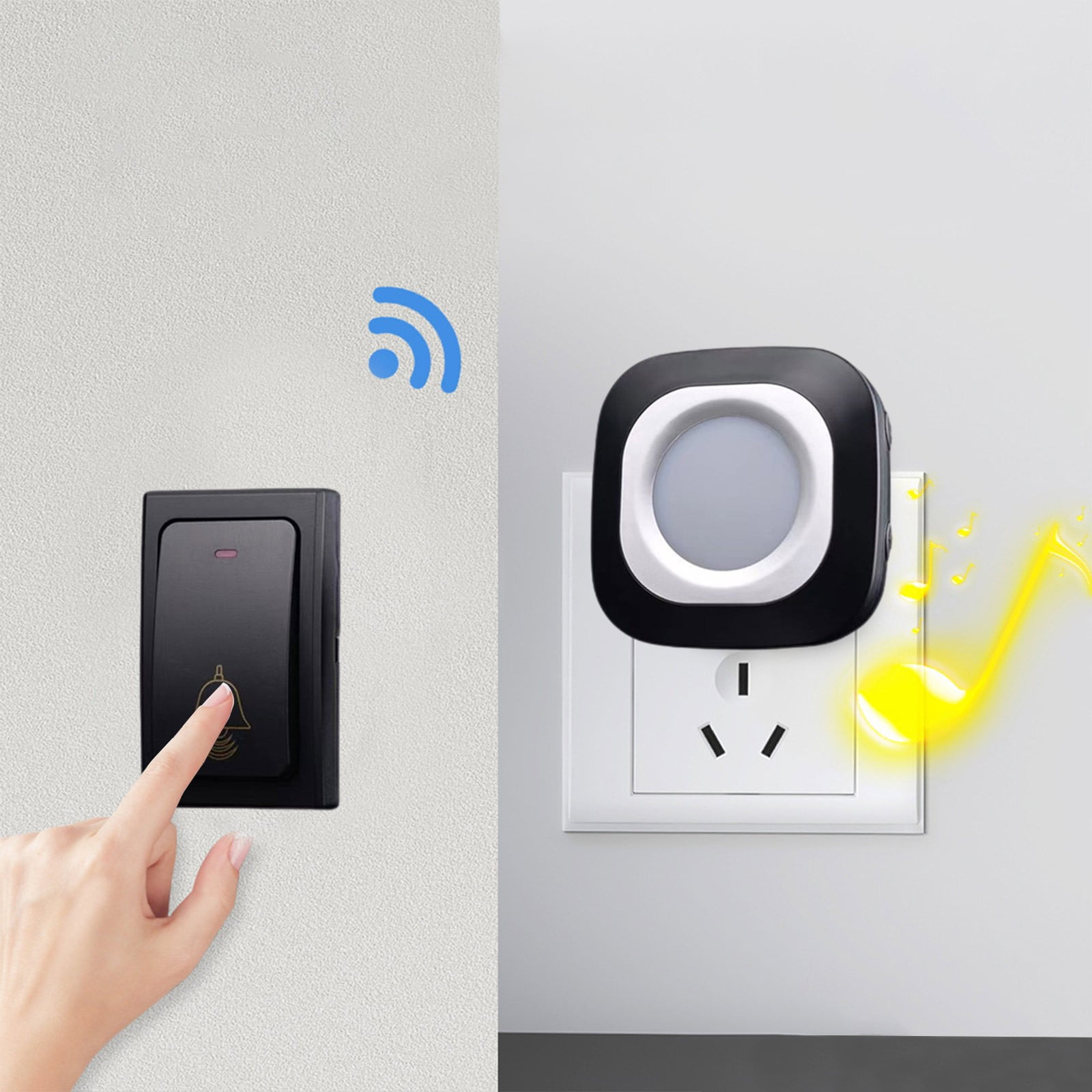 Wireless Self-Powered Doorbell, 36 Melodies, 4 Volume Levels, Easy Stick Installation, Elderly Call Function, Home/Office Use, No Wiring/Batteries Needed