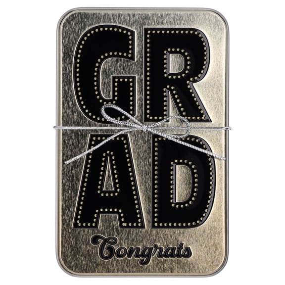 Congrats Grad Tin Gift Card Holder, Black and Gold, Graduation by Way To Celebrate