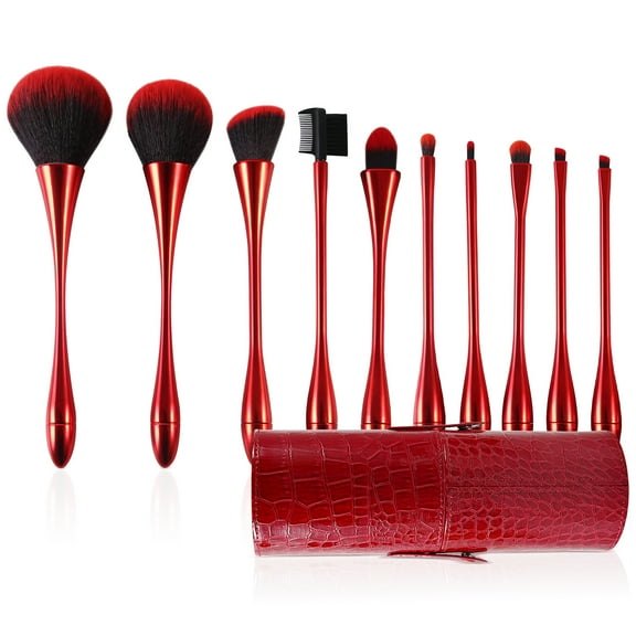 Makeup Brushes Set 10PCs Red Makeup Foundation Brush Advanced Foundation Blush Contour Foundation Concealer Eye Shadow Brush Makeup Set