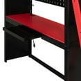 thumbnail image 2 of Mirightone Wood Full Size Gaming Loft Bed with Desk and Storage, Gaming Loft Bed Full with LED Light and Blackout Curtains for Teens Adults – (Black + Red), 2 of 8