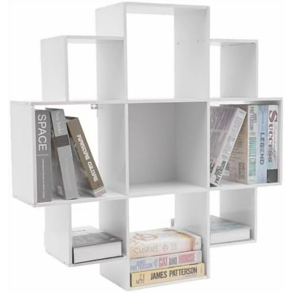 Wall Mounted Book Shelf ,Modern 3-Tier Floating Shelf Bookcase with 9 Compartments Wall Storage Shelves Floating Cube Shelves for Living Room Decoration Decor