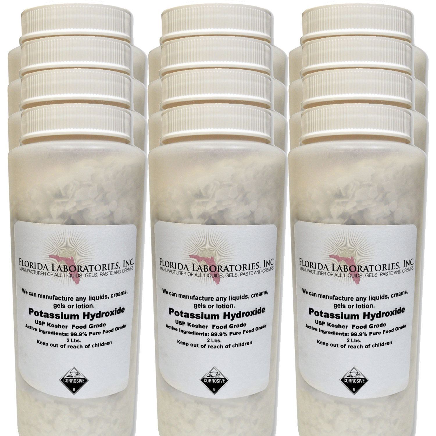 Potassium Hydroxide, 24Lbs (Pounds), 90 Pure, Food Grade, koh, Caustic