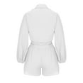 thumbnail image 5 of FNFYFH Women Summer Beach 2 Piece Sets Shorts Outfits Flowy Button-Down Shirts Lounge Wear Ruffled Short Pants Matching Set White,S, 5 of 6