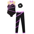 thumbnail image 3 of Loodgao Gymnastics Outfits for Girls Workout Leotards Unitard Ballet Dance Jumpsuit with Leggings Purple&Black 16, 3 of 5