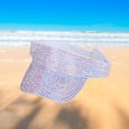 thumbnail image 5 of Bling Rhinestones Sun Visor Hat Sun Protection Hat for Women Men Beach White Color White, 5 of 9