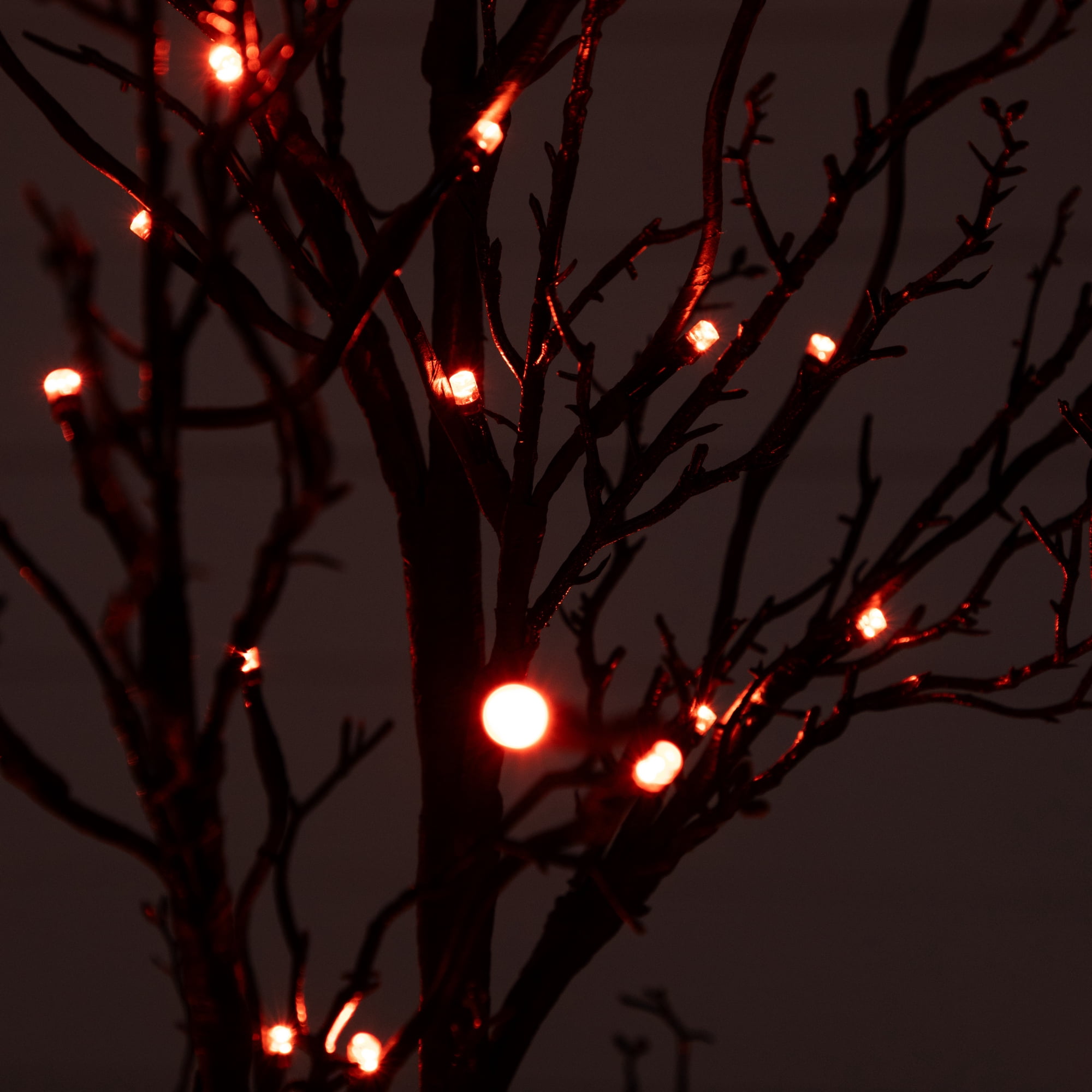 Nearly Natural 4ft. Pre-Lit Halloween Deluxe Black Twig Artificial Fall Tree with 81 Orange and Purple LED Lights