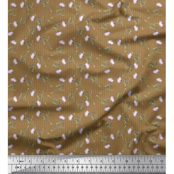 Soimoi Cotton Duck Fabric Stripe,Leaves & Buttercup Shirting Fabric Prints by Yard 42 Inch Wide