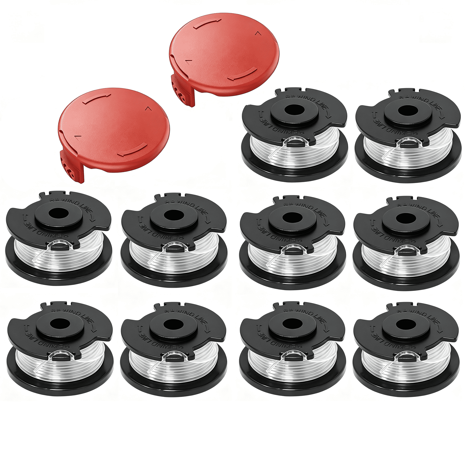 10 Pack 2 Caps Replacement Trimmer Spools 20V Max Replacement Spools 0.065 17 FT Compatible with Hyper Tough HT-19-401-003-06 HT-19-401-003-07 Weed Wacker
