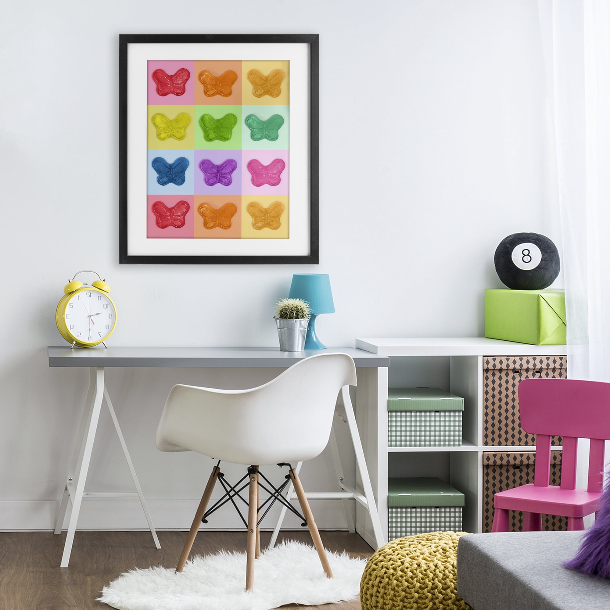 Stupell Industries Colorful Butterflies Candy Black Framed Print Under Glass, design by LISH Creative