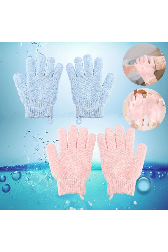Exfoliating Glove for Body Scrub 2 Pcs, Back Cleaner Wash Gloves to Remove Dead Skin Exfoliating Mitt Blue by Baberdicy
